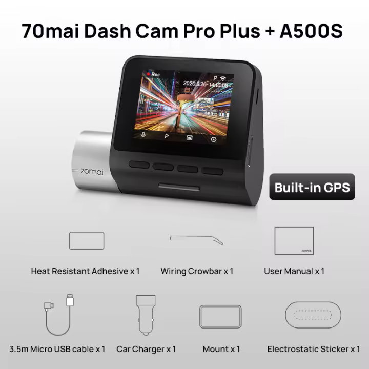 Dash Cam Pro Plus A500S Cámara GPS ADAS para coche 70mai Frontal 140FOV Car DVR - 1