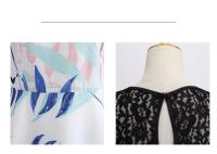 Lace patchwork summer women a line elegant vintage party dress with belt - details 33