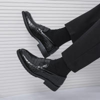 Zapatos Lefu para hombre, calzado sencillo y versátil con relieve sonriente, moda británica de negocios, talla grande - details 5