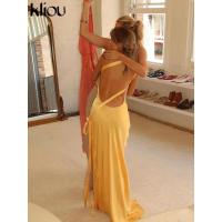 Vestido Largo de Seda para Mujer Elegante, Sin Mangas, Espalda Descubierta, Hombros Descubiertos - details 22