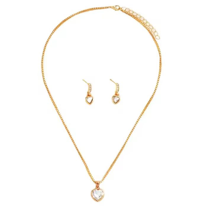 Conjunto de joyería con colgante de corazón y collar con colgante de pendiente, moda exquisita. - 1