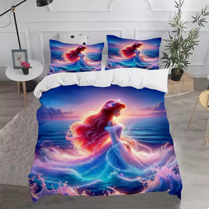 Juego de Ropa de Cama de Princesa de Dibujos Animados con Estampado 3D - 1