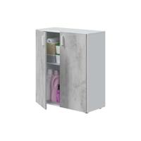 Mueble Auxiliar de Cocina con Ruedas, Mueble Microondas, Armario con 1 Cajón y 2 Puertas, Acabado en Blanco Artik y Cemento, Medidas: 59 cm (Ancho) x 92 cm (Alto) x 40 cm (Fondo) - details 9
