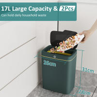 2 uds. Cubo de basura inteligente, cubo de inducción con Sensor eléctrico para el hogar, automático, para baño y cocina, 36L(18L + 18L) - details 7