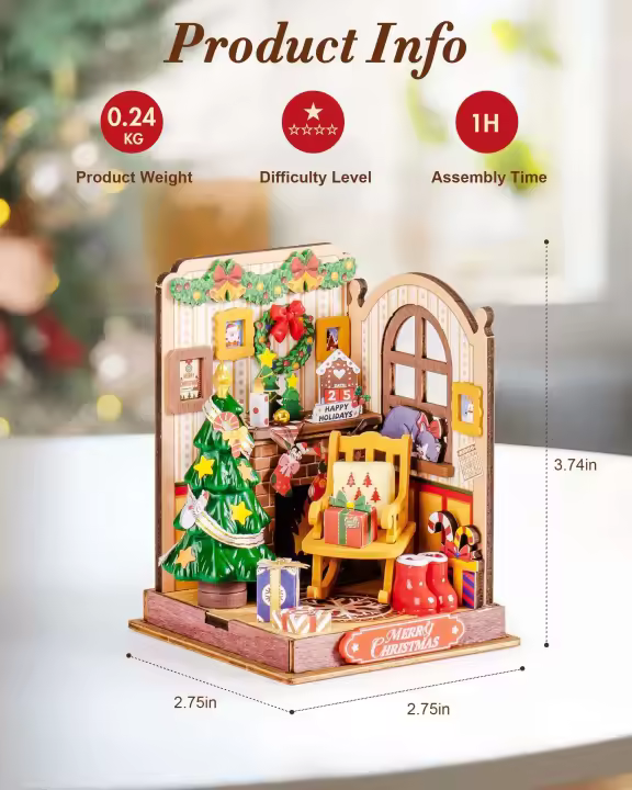 Robotime Rolife Mini Casa de Hogar Decoración de Hogar de Navidad Modelo de Rompecabezas de Madera DIY 3D Coleccionables de Juguetes y Juegos - 1