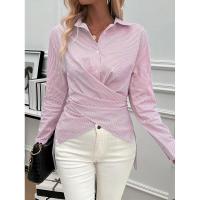 Camisas y blusas con botones en la cintura, a rayas, irregulares, juveniles, elegantes, nuevas para mujer - details 8