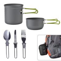 Olla de Camping y Bol de 2 Piezas BOPORO Aleación de Aluminio Portátil con Asa Plegable y Bolsa de Almacenamiento Estilo Redondo Universal - details 0