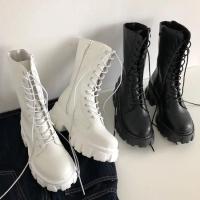 Botas a media pantorrilla con cordones y cremallera para mujer, botines deportivos con plataforma, otoño e invierno, novedad de 2021 - details 1