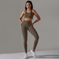 Hamidou-Conjunto de Yoga sin costuras para mujer, ropa deportiva para gimnasio, sujetador de entrenamiento, mallas de cintura alta para correr, traje para Fitness - details 25