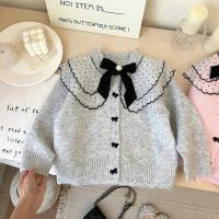 Suéter para niñas 2025 Otoño Invierno suéter de punto coreano para niña cárdigan con lazo abrigo - details 4