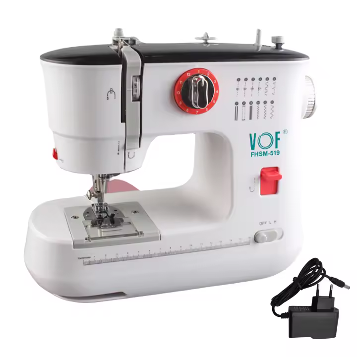 Mini máquina de coser eléctrica de doble hilo, 12 puntadas, con Pedal de pie, enchufe de la UE - 1