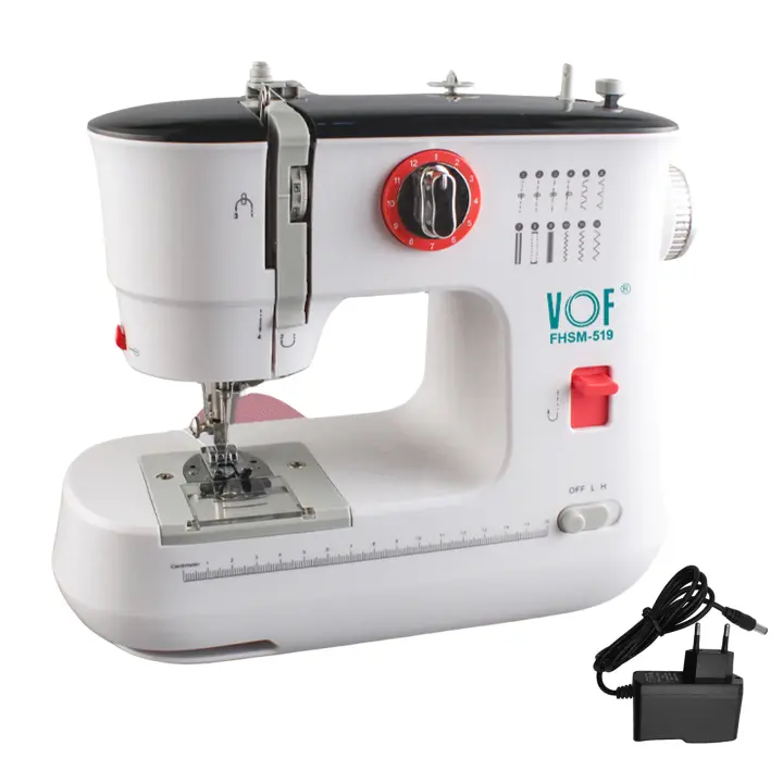 Mini máquina de coser eléctrica de doble hilo, 12 puntadas, con Pedal de pie, enchufe de la UE - 1