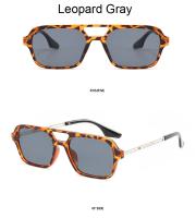 Gafas De Sol cuadradas con montura pequeña para mujer, gafas De Sol De lujo a la moda De diseñador De marca para mujer, gafas De Sol Vintage huecas De leopardo azul - details 5
