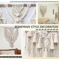 Tapiz colgante de pared de macramé, decoración de algodón, Bohemia, tejido a mano, estilo nórdico, sala de estar, decoración artística para el hogar, hermosos regalos - details 2