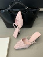 Hada francesa viento punta cabeza bolsa cabeza media zapatillas mujer usando nuevo tacón delgado arrugado zapatillas geniales - details 31