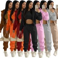 Conjunto de ropa de mujer de 3 piezas, suéter con capucha con forro polar, camiseta sin mangas y pantalones deportivos - details 2