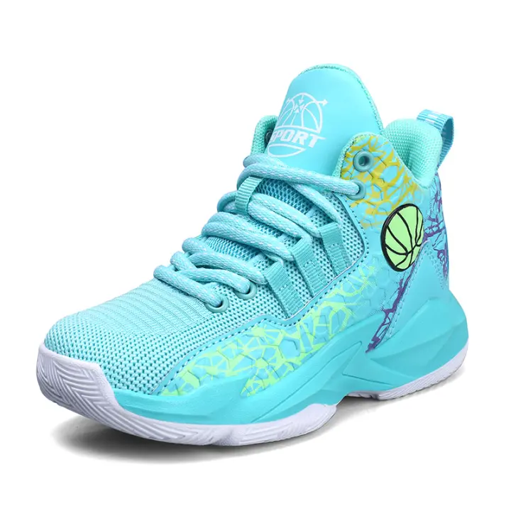 Zapatillas de baloncesto transpirables para niños, cordones deportivos de cuero antideslizantes d f - 1