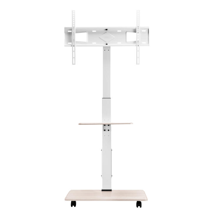 Soporte de TV con Ruedas SucceBuy, Carro Móvil para TV de 81.28-177.8 cm, Altura Ajustable y 25 °   Soporte Giratorio con Estante, Soporta hasta 39.92 kg, Apto para Esquinas, Dormitorios y Uso en Exteriores, VESA Máximo 600x400 mm
