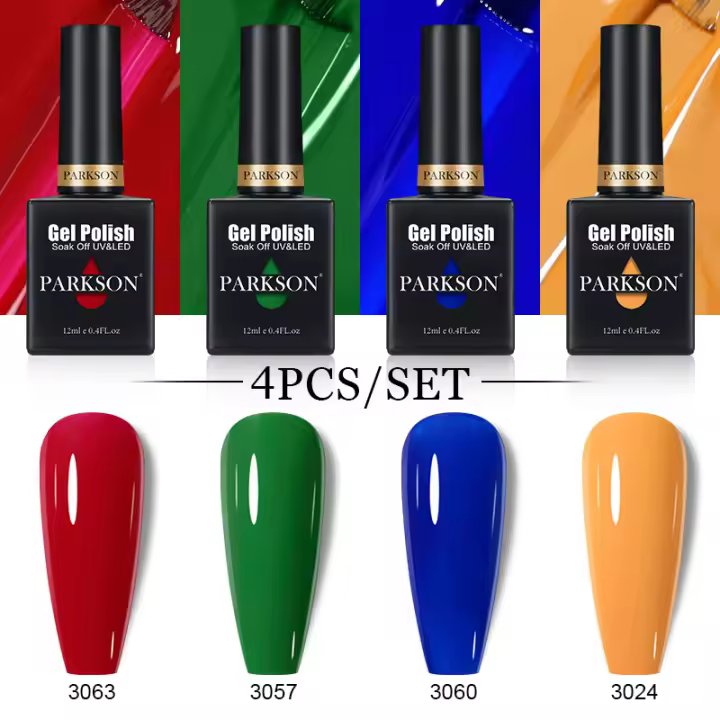 Parkson-Juego de 4 piezas de esmalte de uñas en Gel UV, barniz semipermanente híbrido para manicura, transparente, 12ml - 1