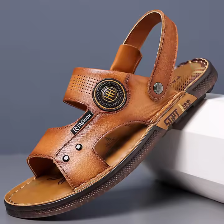 Sandalias de Cuero de Látex para Hombres en Verano Suela Antideslizante Transpirable de Doble Propósito - 1
