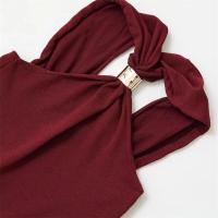 2025 Verano Nueva Ropa de Mujer Top de Punto con Cuello Halter, Hombros Descubiertos, Casual, Versátil y Multicolor - details 11