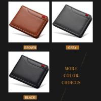 Cartera corta clásica de alta calidad para hombre, billeteras plegables ultrafinas de cuero Pu para hombre, billeteras de negocios de Color sólido con bolsillo para monedas y tarjetas de crédito - details 15