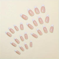 24 Piezas De Uñas Postizas Blancas Estilo Francés Uñas De Almendra Transparentes Fáciles De Usar Manicura Sencilla Y Rápida - details 3
