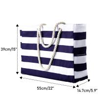 Bolso de hombro de gran capacidad con patrón de rayas, bolso de playa ligero y versátil para viajes y vacaciones de verano - details 1