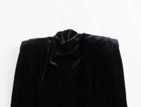, nable Año Nuevo Corto sin mangas con hombreras de terciopelo, elegante vestido de noche para mujer - details 7