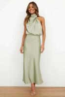 Elegante Vestido de Satén de Seda de Verano de Alta Gama Vestido Largo Sin Mangas para Mujeres - details 56