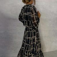 Vestido elegante con estampado plisado y cuello en V para mujer, traje largo de oficina para boda, primavera y verano, A-e, bohemio, 2024 - details 20