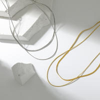 Collar de cadena de acero inoxidable para mujer, joyería de mezcla, color dorado, simple, de varias capas - details 9
