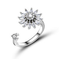 Anillo giratorio de flor de molino de viento con copos de nieve de circonio de cristal a la moda para mujeres y niñas, joyería para fiesta, regalo antiestrés - details 16