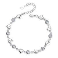 Pulsera de Plata Esterlina 925 en Forma de Corazón Brazalete de Cristal Azul Versátil - details 7