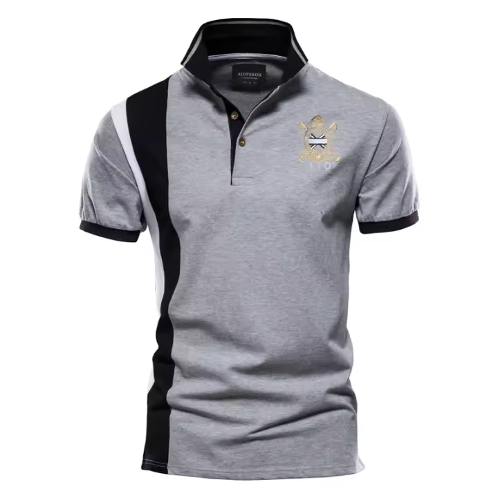 polos hombre manga corta ropa hombre 100% algodón insignia bordado Polo para hombres de manga corta Patchwork Polos de hombre calidad verano marca hombres ropa - 1