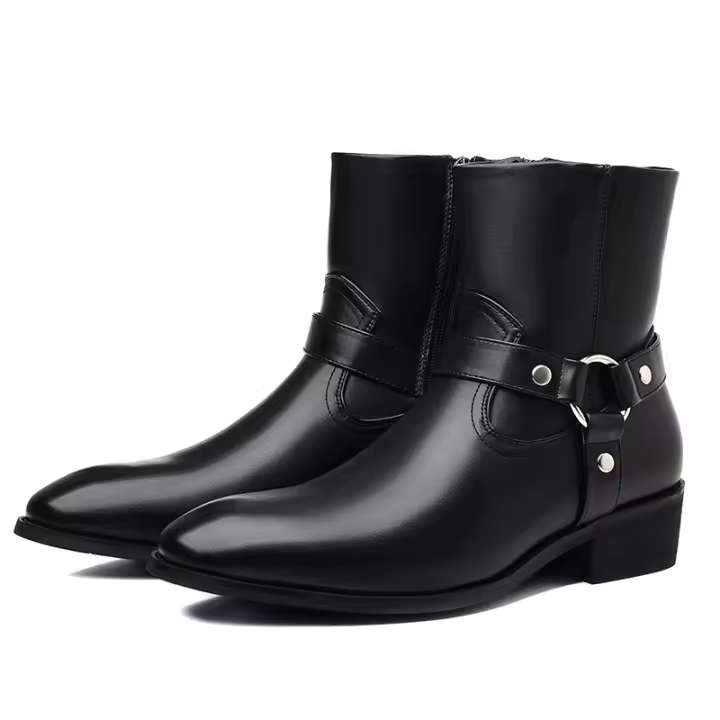 Botas con cremallera lateral de punta retro británica - 1