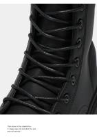 Hombres Botas De Herramientas De Locomotora Negra Botas De Cuero Informales Impermeables De Cuero Suave De Caña Alta - details 8