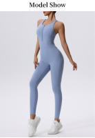 Conjunto de Yoga Deportivo con Cremallera de Cuello Alto Sin Mangas Talla Delgada Cinturón Elástico - details 2