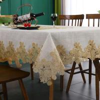 Mantel rectangular de tela americana de lino y algodón, estilo nórdico, estampado ENCE moderno, blanco - details 4