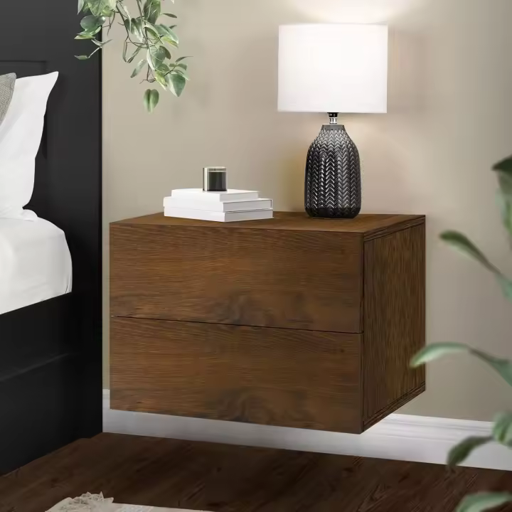 2 Mesillas Noche 42x29x30 cm Beige Roble Somona Armario Colgante 2 Cajones Cómoda Flotante Armario Pared Cajonera Mueble Auxiliar Organizador para Dormitotio Salón o Habitación - 1