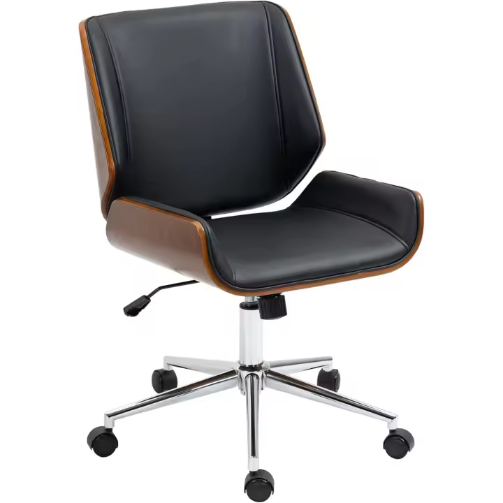 Silla de Escritorio Giratoria Ajustable de Altura Función de Inclinación Ruedas - 1