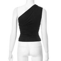Camiseta sin mangas con espalda descubierta y un solo hombro, color caramelo, Ustada, sexy, sin cuello, casual - details 26