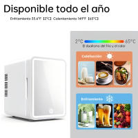 Mini refrigerador con espejo LED para habitación, 10 litros, 12 V/240 V, portátil, para cosméticos, con función de frío y calor, con enchufe para coche, para el cuidado de la piel, para maquillaje, para habitación pequeña. - details 6