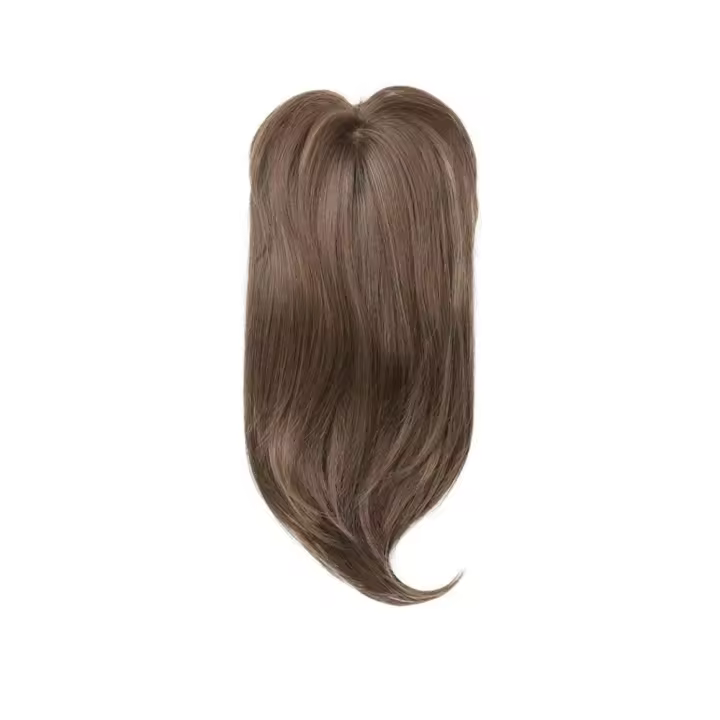 Topper de pelo liso en capas con flequillo, extensiones de cabello con Clip, postizos de pelo sintético, postizos naturales ombré de 20 pulgadas - 1