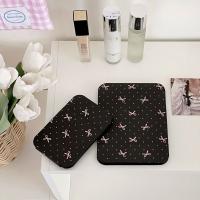Espejo de escritorio de cuero Pu, espejo cosmético compacto, espejo de tocador con lazo rosa, espejo de maquillaje de bolsillo plegable delicado, decoración del hogar - details 17