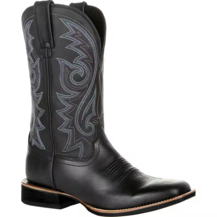 Bordado alto retro, botas vaqueras occidentales de punta ancha para hombres y mujeres - 1