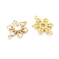 Abalorios de latón y circonita de Color dorado de 18K con 2 agujeros, abalorios de conexión de copos de nieve y flores, accesorios para pendientes para hacer joyas Diy de alta calidad - details 21
