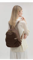 Bolso trasero para mujer, mochila antirrobo, bolsos estéticos de tendencia informal para mujer, bolsa de libros de lona resistente a la suciedad de Color café, resistente al desgaste - details 14