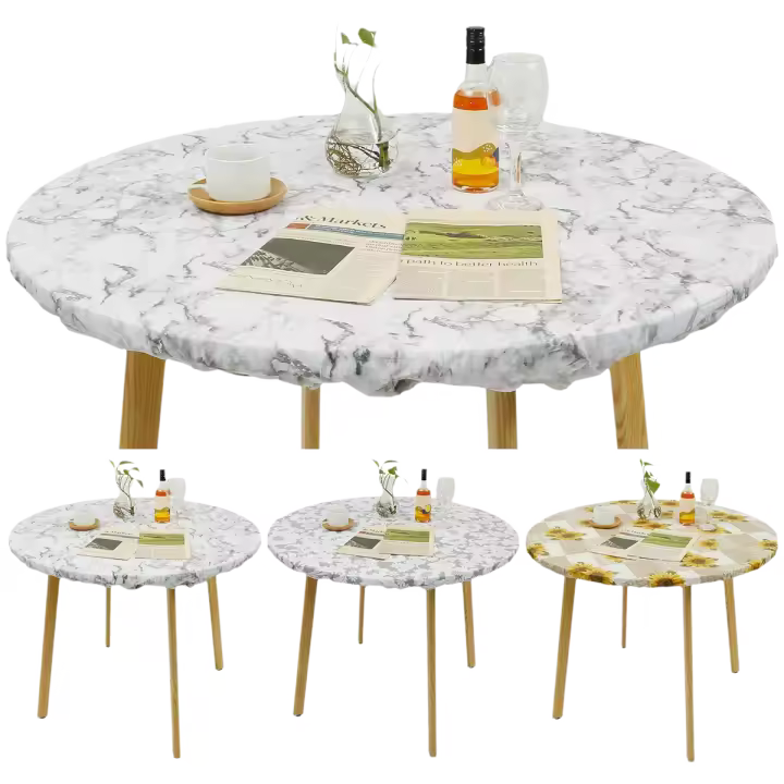 Mantel de Mesa Redondo Impermeable PVC Resistente al Aceite de Cocina para Fiestas y Bodas - 1