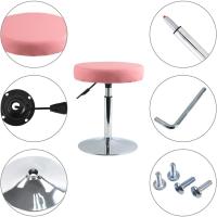 barbero Redondo Cuero PU Sala Consulta Sala Estar Barra Cocina Multifuncional Ajustable en Altura sin Respaldo Rosa - details 5